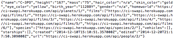 Star Wars API C-3PO information